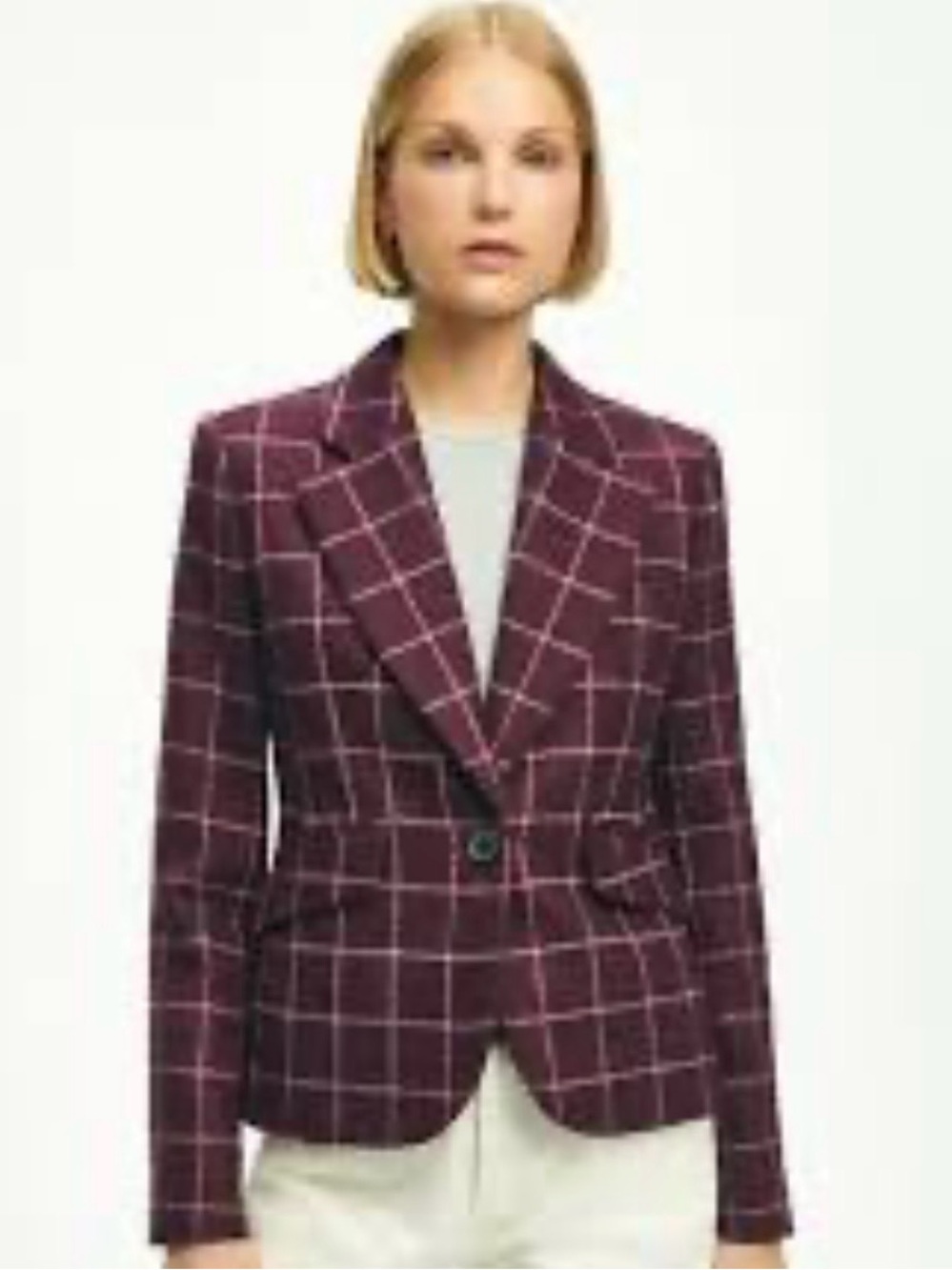 Brooks Brothers Plum Windowpane Single-Button Blazer